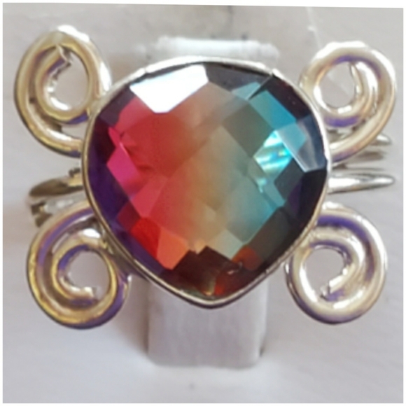 Jewelry - 3ct Multi-Facet Tri-Colored Tourmaline Ring Size 7